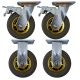 4pcs set 6inch rubber caster wheel industrial castor solid treaded tyre 2 swivel&lock + 2 fixed for flat or rough terrain 350kg ea overall height 185mm