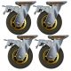 4pcs 6 inch rubber caster wheel industrial castor solid ribbed tread tyre swivel with brake/lock for flat or rough terrain 350kg ea