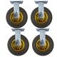 4pcs 8 inch rubber caster wheel industrial castor solid ribbed tread tyre non swivel /fixed for flat or rough terrain 400kg ea