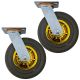 2pcs 8 inch rubber caster wheel industrial castor solid ribbed tread tyre swivel without brake/lock for flat or rough terrain 400kg ea