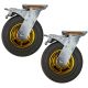 2pcs 8 inch rubber caster wheel industrial castor solid ribbed tread tyre swivel with brake/lock for flat or rough terrain 400kg ea