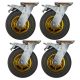 4pcs 8 inch rubber caster wheel industrial castor solid ribbed tread tyre swivel with brake/lock for flat or rough terrain 400kg ea