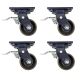 4pcs 4inch heavy duty caster wheel industrial castor all metal heat resistant swivel with brake/lock for flat ground & high temperature use 500kg ea overall height 156mm