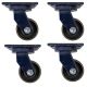 4pcs 4inch heavy duty caster wheel industrial castor all metal heat resistant swivel without brake/lock for flat ground and high temperature 500kg ea overall height 156mm