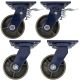 4pcs set 5inch heavy duty caster wheel industrial castor all metal heat resistant 2 swivel&lock & 2 swivel for flat ground and high temperature 600kg ea overall height 181mm