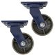 2pcs 5inch heavy duty caster wheel industrial castor all metal heat resistant swivel without brake/lock for flat ground and high temperature 600kg ea overall height 181mm