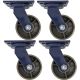 4pcs 5inch heavy duty caster wheel industrial castor all metal heat resistant swivel without brake/lock for flat ground and high temperature 600kg ea overall height 181mm