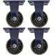 4pcs 5inch heavy duty caster wheel industrial castor all metal heat resistant non swivel / fixed for flat ground and high temperature 600kg ea overall height 181mm