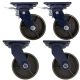 4pcs set 6inch heavy duty caster wheel industrial castor all metal heat resistant 2 swivel&lock & 2 swivel for flat ground and high temperature 700kg ea overall height 200mm