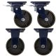 4pcs set 6inch heavy duty caster wheel industrial castor all metal heat resistant 2 swivel&lock & 2 fixed for flat ground and high temperature 700kg ea overall height 200mm