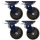 4pcs 6inch heavy duty caster wheel industrial castor all metal heat resistant swivel with brake/lock for flat ground & high temperature use 700kg ea overall height 200mm