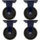 4pcs 6inch heavy duty caster wheel industrial castor all metal heat resistant non swivel / fixed for flat ground and high temperature 700kg ea overall height 200mm