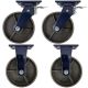 4pcs set 8inch heavy duty caster wheel industrial castor all metal heat resistant 2 swivel&lock & 2 fixed for flat ground and high temperature 1 ton ea overall height 255mm