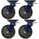 4pcs 8inch heavy duty caster wheel industrial castor all metal heat resistant swivel without brake/lock for flat ground and high temperature 1 ton ea overall height 255mm