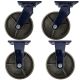 4pcs set 8inch heavy duty caster wheel industrial castor all metal heat resistant 2 swivel & 2 fixed for flat ground and high temperature 1 ton ea overall height 255mm