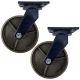 2pcs 8inch heavy duty caster wheel industrial castor all metal heat resistant swivel without brake/lock for flat ground and high temperature 1 ton ea overall height 255mm