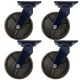 4pcs 8inch heavy duty caster wheel industrial castor all metal heat resistant swivel without brake/lock for flat ground and high temperature 1 ton ea overall height 255mm