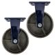 2pcs 8inch heavy duty caster wheel industrial castor all metal heat resistant non swivel / fixed for flat ground and high temperature 1 ton ea overall height 255mm
