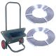 2 roll/500m heavy duty metal strap with a trolley or strap dispenser for cargo strapping logistics warehouse packaging pallet timber logs bricks size 19mm x0.5mm max tension 500kg no clips