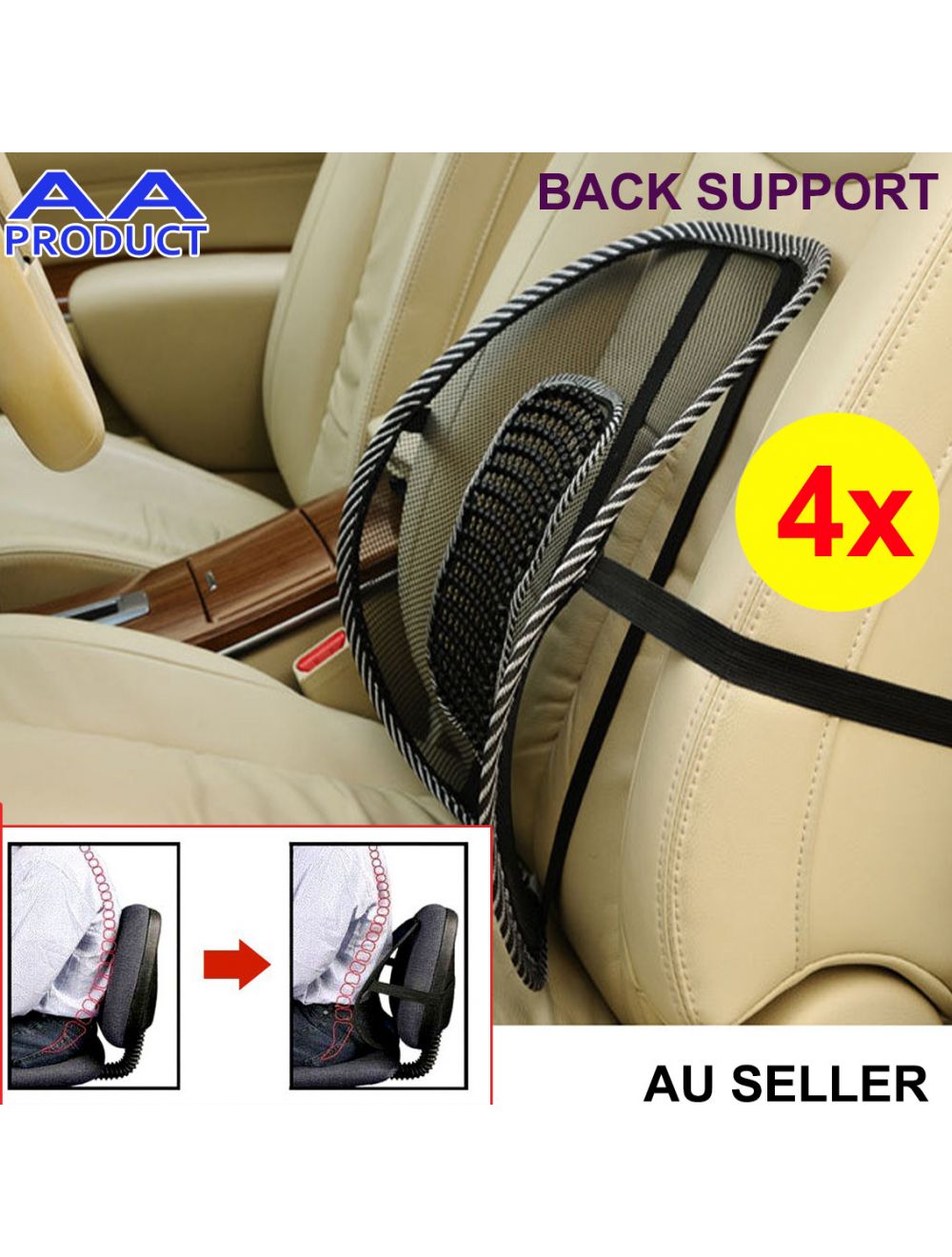 Car Seat Lumbar Back Support Cushion for Office Chair Posture Corrector  Mesh